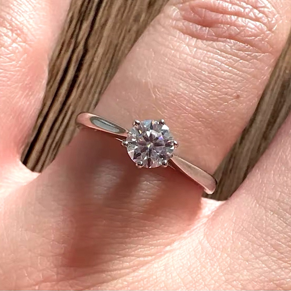 1Ct Solitaire Platinum 925 Simulated Diamond Engagement Wedding Ring, Size 8
